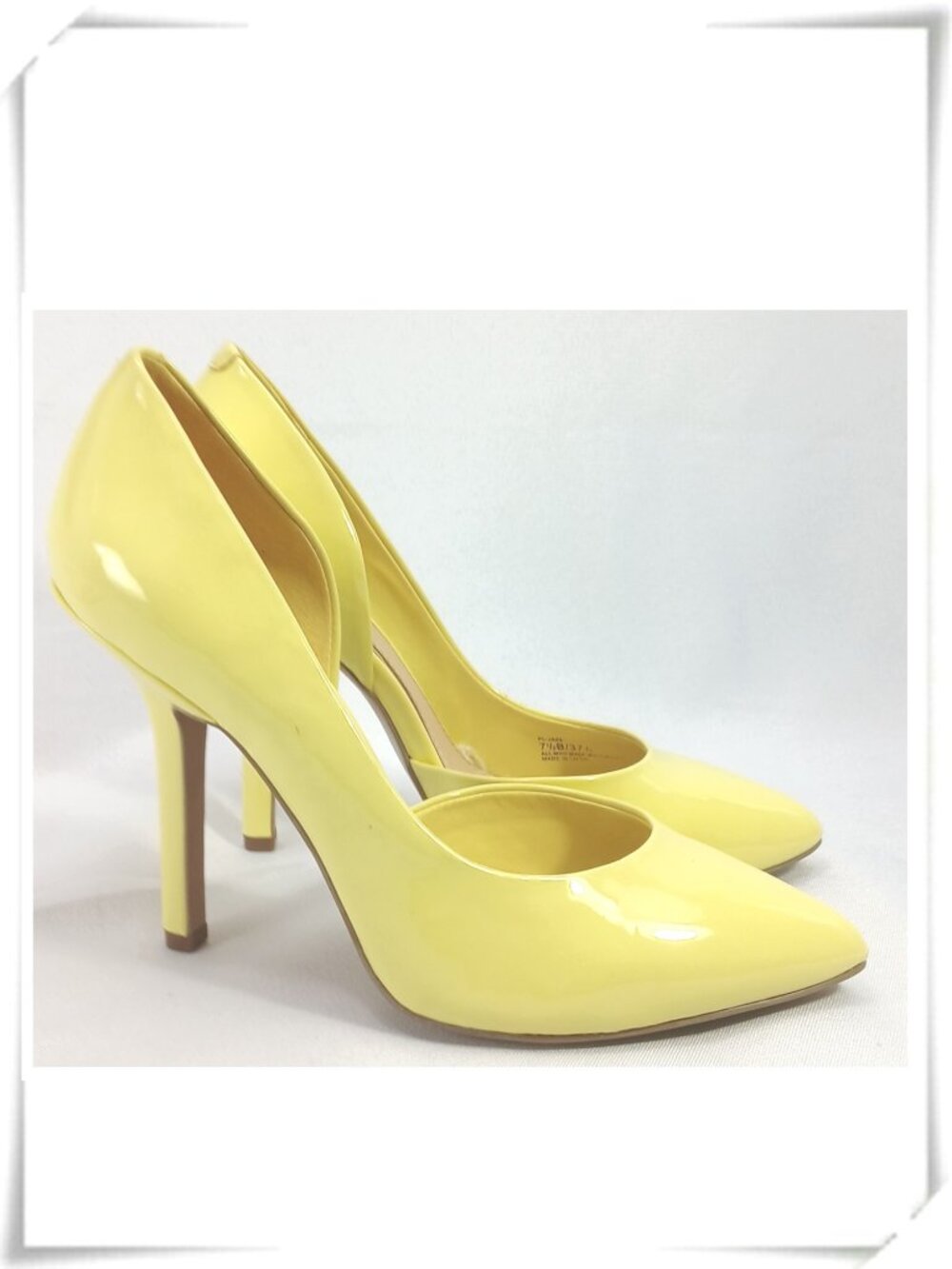 BCBG Paris Bright Yellow Patent Leather D'Orsay Pointy Toe High Heels Pumps BNWB